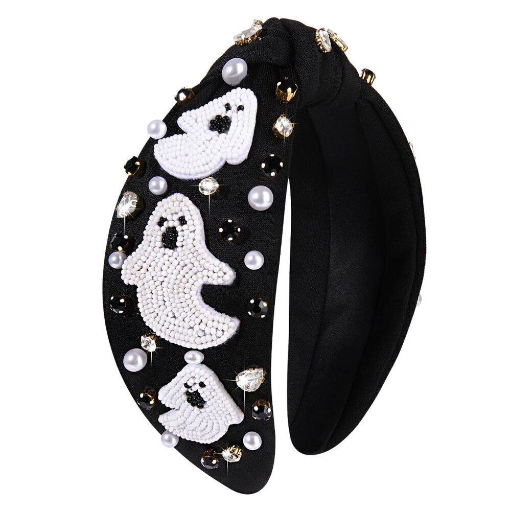 Halloween Headband Women Beaded Pumpkin Rhinestone Costume Party Accessory